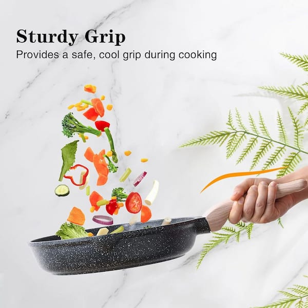 Anqtovp 3 qt Nonstick Saute Pan Set with Lid Healthy Induction