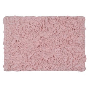 Bell Flower Collection 100% Cotton Tufted Bath Rugs, 17 in. x24 in. Rectangle, Pink
