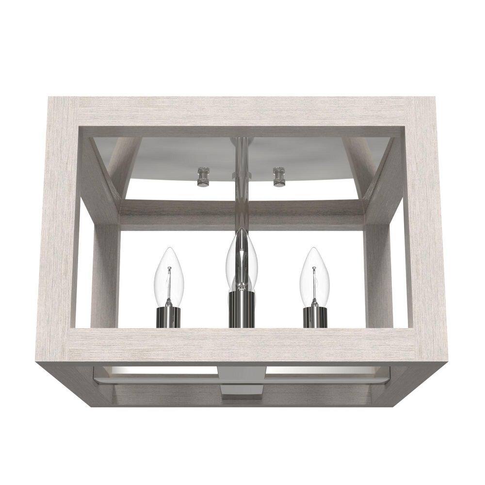 Squire Manor 12.25" Distressed White and Chrome Flush Mount Light