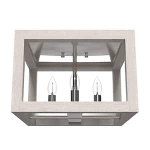 Squire Manor 12.25 in. 4-Light Distressed White Flush Mount