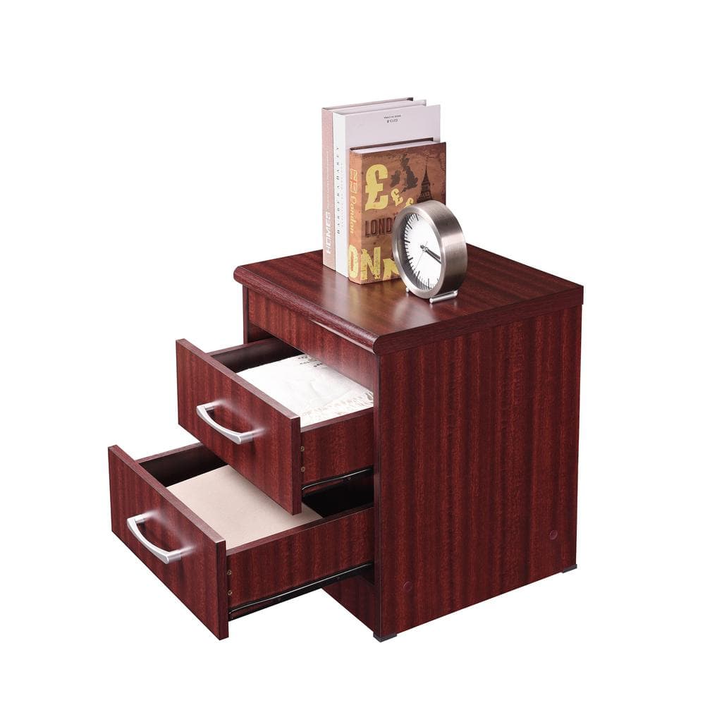 Mahogany 2-Drawer Compressed Wood Nightstand