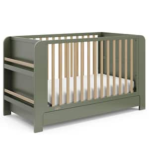 Read with Me Olive with Driftwood 3-in-1 Convertible Crib with Drawer