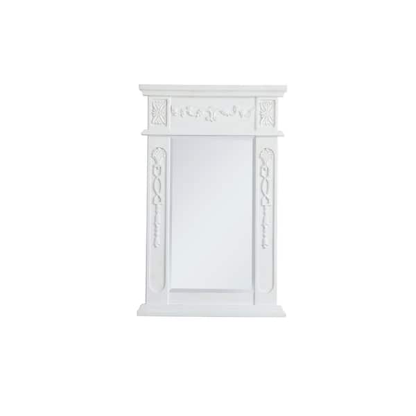 Unbranded Timeless Home 18 in. W x 28 in. H x Traditional Wood Framed Rectangle Antique White Mirror