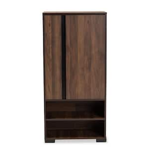 Raina 12-Pair Brown Wood Shoe Storage Cabinet