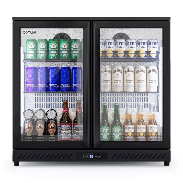 COTLIN 36 in. 7.45 cu. ft. Commercial Refrigerator in Black with Auto Defrost, ETL Certified, 208-Cans, Beverage Cabinet