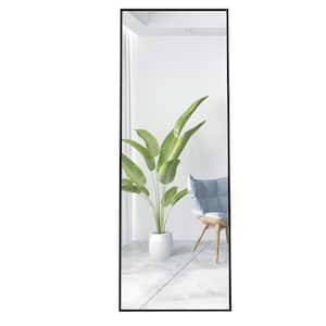July 65 in. x 22 in. Modern Rectangle Aluminum Alloy Framed Black Full-Length Floor Standing Mirror