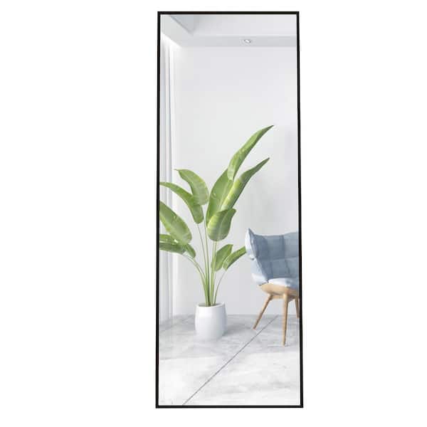 Miscool July 65 in. x 22 in. Modern Rectangle Aluminum Alloy Framed Black Full-Length Floor Standing Mirror