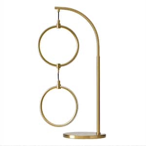 Nova 24 in. Antique Brass Modern & Contemporary Integrated LED Arc Table Lamp with Built-In 3-Way Dimmer