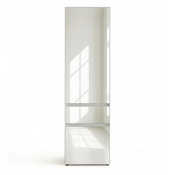 Elise Collection-16 in. W White Modular Slim 1-Drawer Freestanding Features 2-Shelf Wood Closet System With Mirror