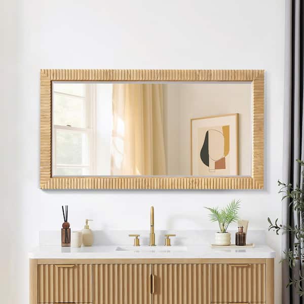 Osaka 59.4 in. W x 31.9 in. H Rectangular Wood Framed Wall Bathroom Art Mirror in Washed Ash Grey