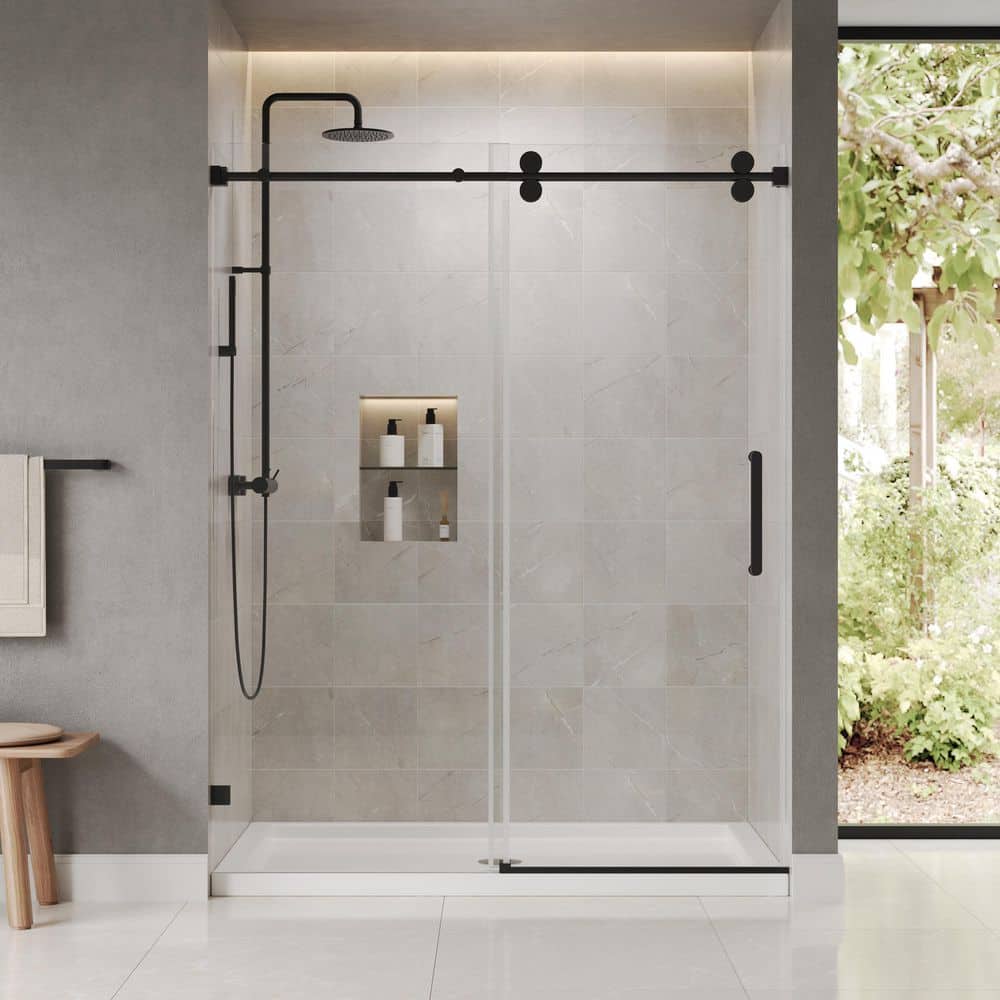 DEERVALLEY 58-60 in. W x 76 in. H Smooth Sliding Frameless Alcove