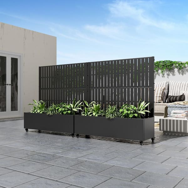 Lumioca 47 in. H x 47 in. W Black Metal Rectangle Vertical Fence