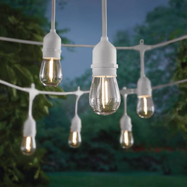 String Light w/ S14 t LED Bulbs Hampton Bay 24-Light In/Outdoor 48 ft 