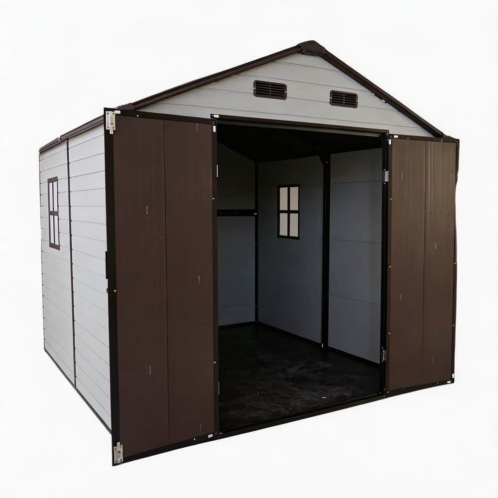 8 ft. W x 8 ft. D Resin Storage Shed with Windows, Aluminum Frame and Floor, Low-Maintenance Outdoor Shed (64 sq. ft.) price history on PriceWatchPro