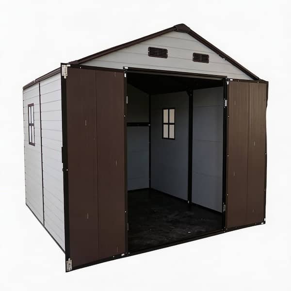 8 ft. W x 8 ft. D Resin Storage Shed with Windows, Aluminum Frame and Floor, Low-Maintenance Outdoor Shed (64 sq. ft.)
