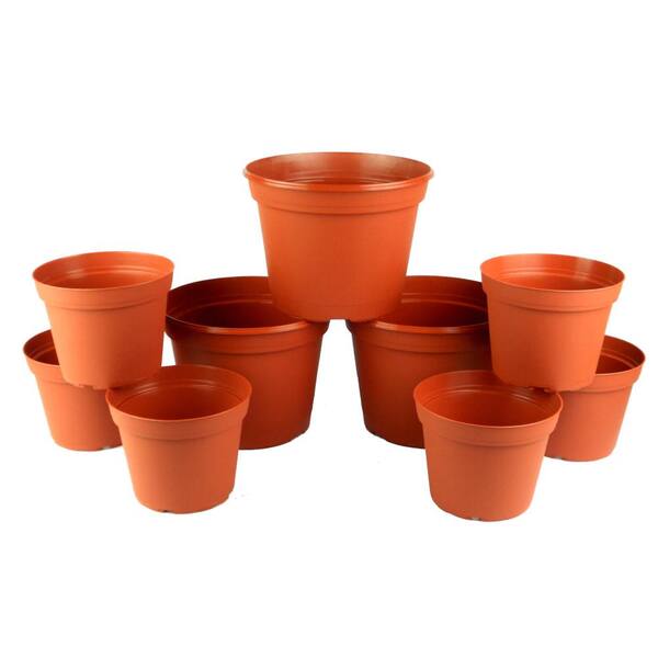 TEKU Arcadia Collection 6 in. and 8 in. Terra Cotta Poly Planter Set