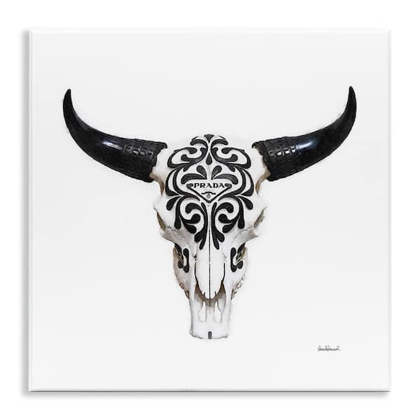Stupell Industries Fashion Brand Cow Skull by Amanda Greenwood Unframed Animal Graphic Art Print 12 in. x 12 in.