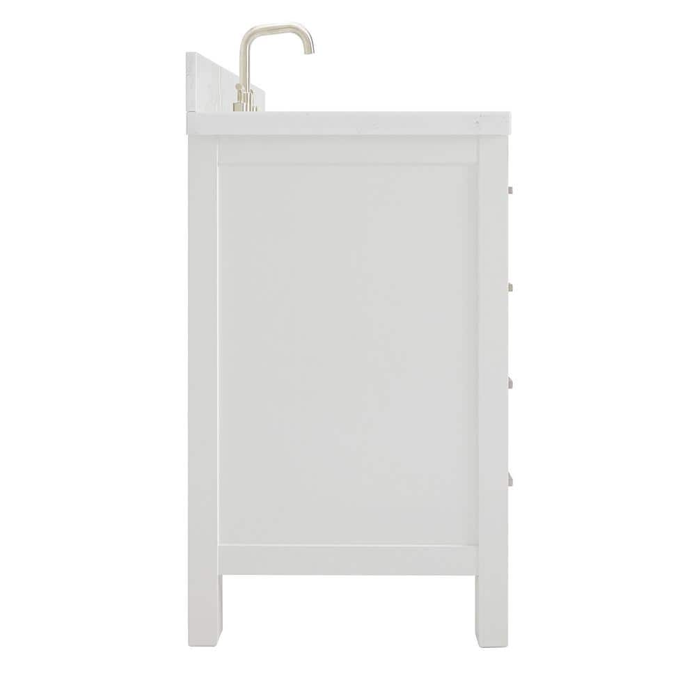 Cambridge 60" White Hardwood Single Basin Vanity with Quartz Top