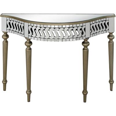 Atelier 14 in. Champagne Semi Circle Glass Console Table