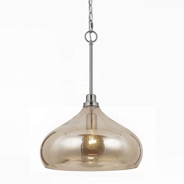 AF Lighting Orbit 1-Light Soft Champagne Glass Pendant