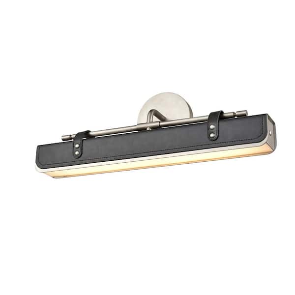 ALORA Valise 20 in. 1 Light 18-Watt Aged Nickel/Tuxedo Leather Integrated LED Vanity Light