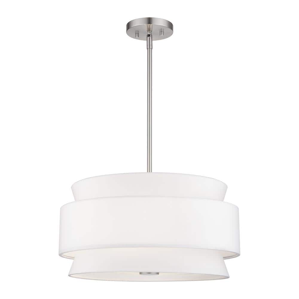 Fontana 4-Light Brushed Nickel Chandelier with Off-White Fabric Shade price history on PriceWatchPro