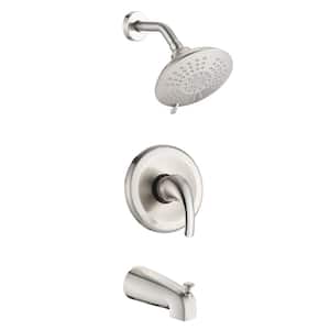 Single Handle 5-Spray Tub and Shower Faucet 2.2 GPM in Brushed Nickel Valve Included with Shower Head Set