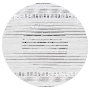 Alamo Ivory/Gray 7 ft. x 7 ft. Modern Geometric Round Area Rug