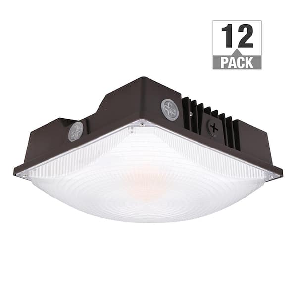 ETI LIGHTING 200- Watt Equivalent 3100-8700 Lumens Bronze Integrated LED Canopy Light 120-277V Adjustable CCT Dimmable (12-Pack)
