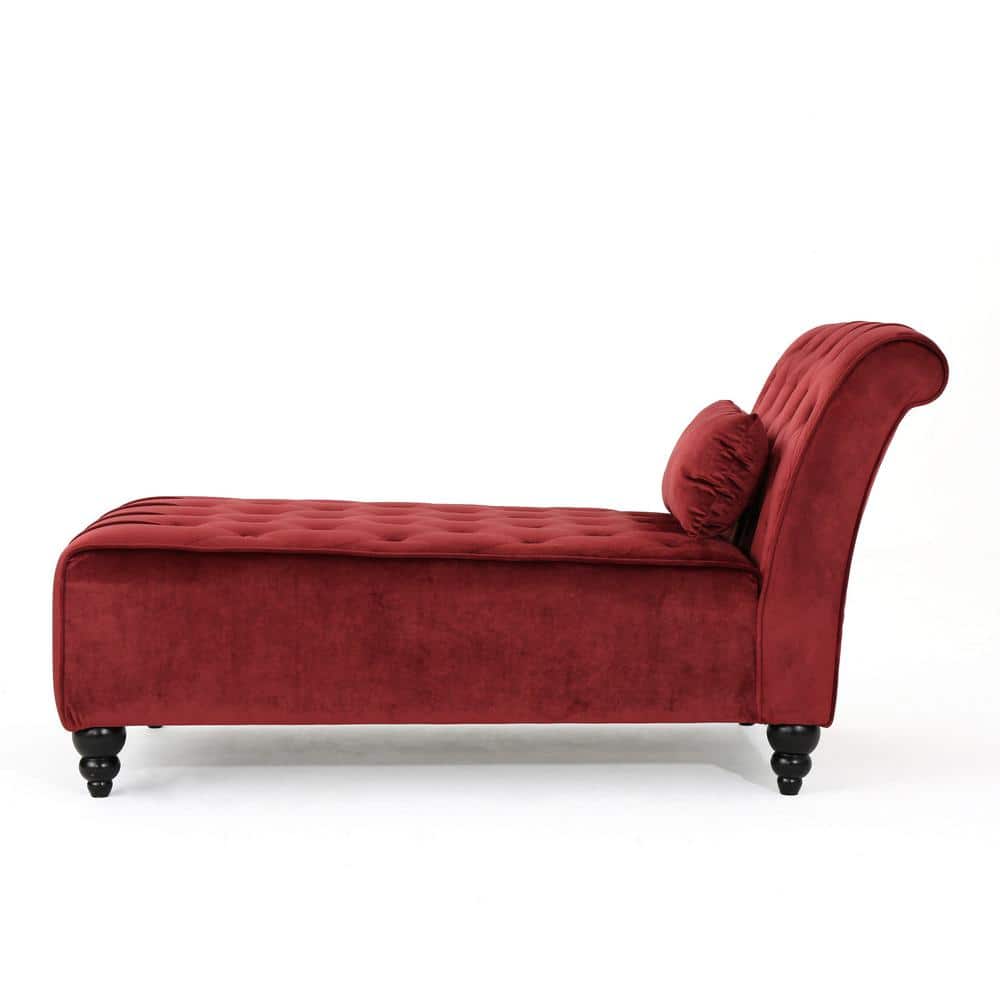 Elegant Garnet Velvet Chaise Lounge with Diamond Stitching