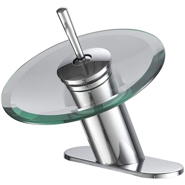 BWE Waterfall Single Hole Single-Handle Bathroom Faucet Sink Vanity in Polished Chrome