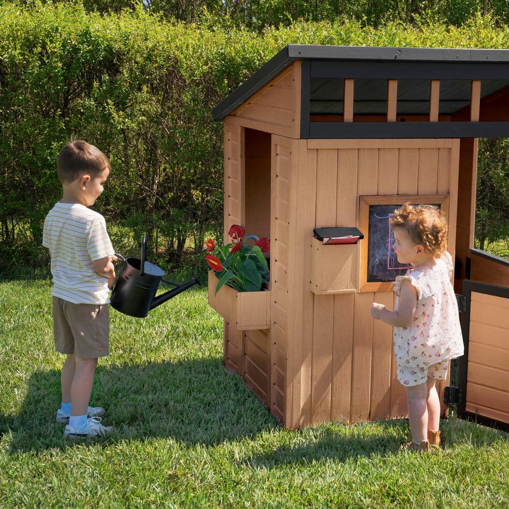 Caraway Cottage Cedar Wood Kids Outdoor Playhouse with Kitchen