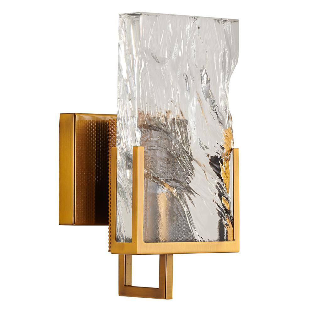 Elegant Gold Stainless Steel Wall Sconce with Crystal Plaque