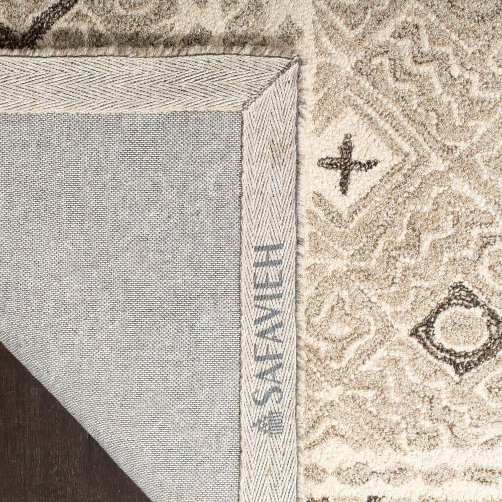 Grey and Ivory Hand-Tufted Wool 8' x 10' Area Rug