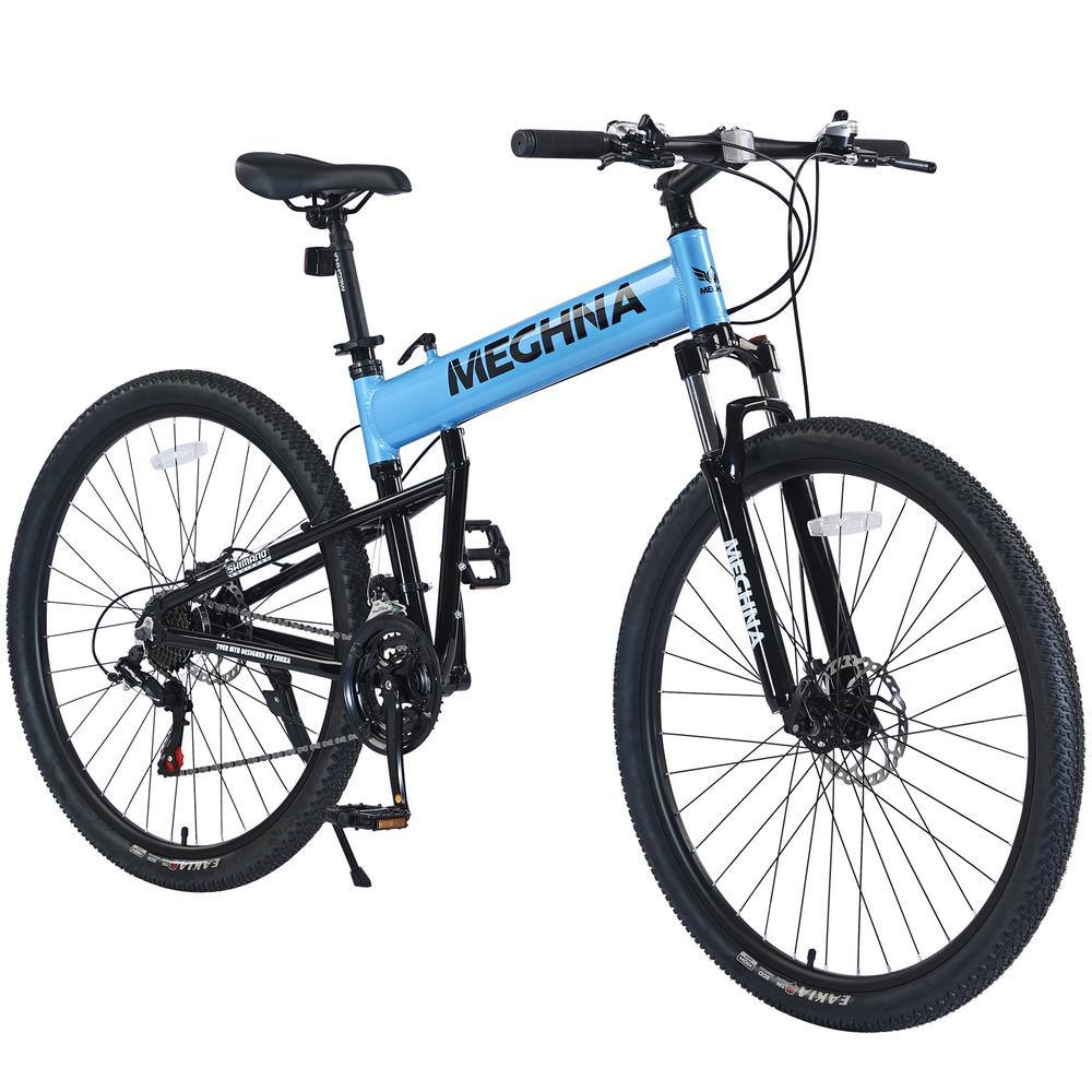 Sudzendf Blue 29 in. Folding Mountain Bike, Suspension Fork