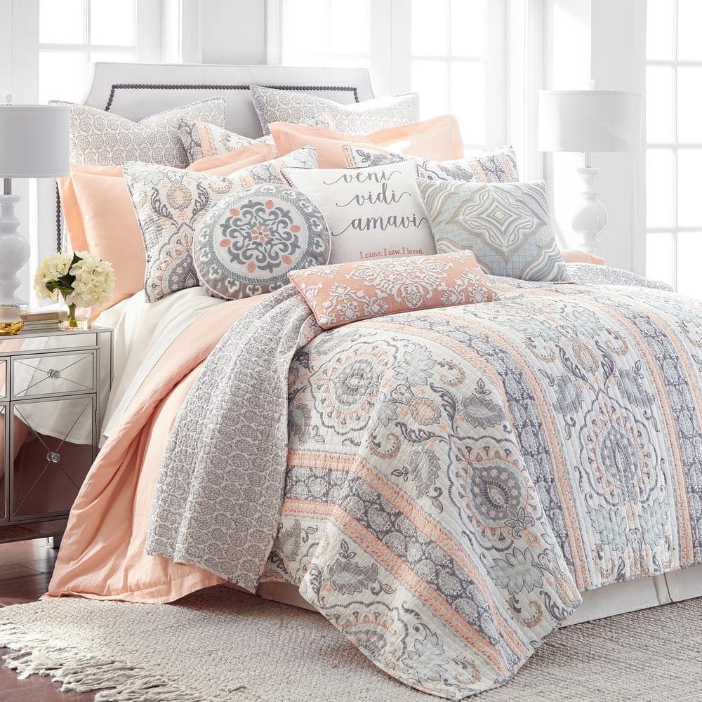 LEVTEX HOME Darcy 3-Piece Pink, Grey Paisley Cotton Full/Queen