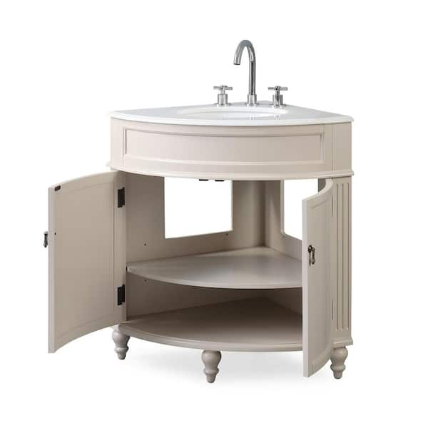 Thomasville 24 In W X 24 In D X 34 5 In H In Bath Vanity In Taupe With Marble Vanity Top In White With White Basin Zk 47599tp The Home Depot