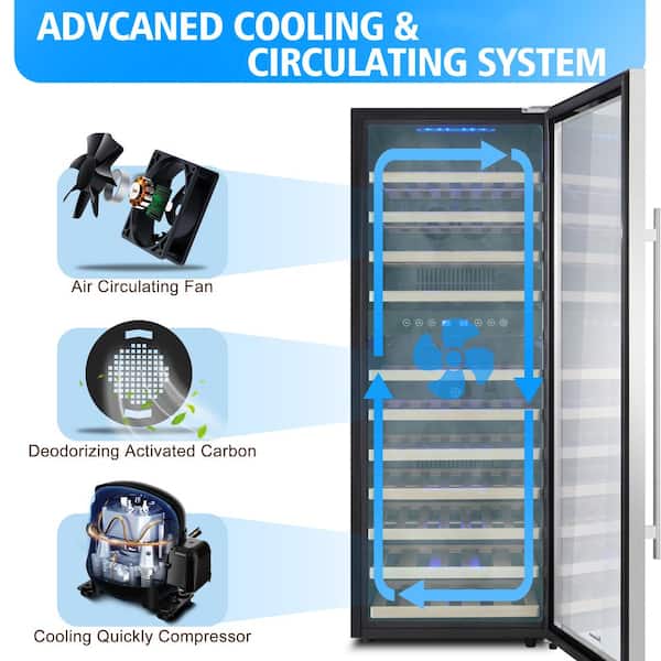 Kalamera 73 Bottle Compressor Wine Cooler Dual Zone with Touch