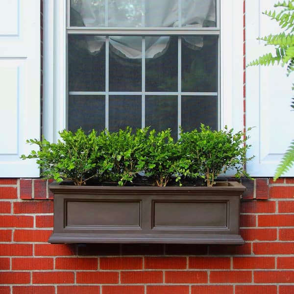Fairfield 36 in. x 11 in. Self-Watering Espresso Polyethylene Window Box
