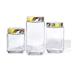 KSP Loop 'Square' Glass Canister with Lid - Set of 3 (Clear)