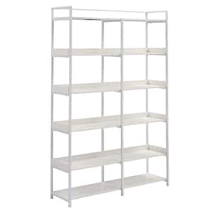 Giltner 71 in. H x 47 in. W White Metal 6-Shelf Etagere Bookcase with Open Back