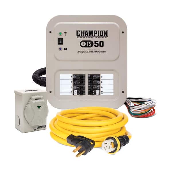 Champion Power Equipment 50 Amp 10 Circuit Manual Transfer Switch with 30 ft. Generator Power Cord