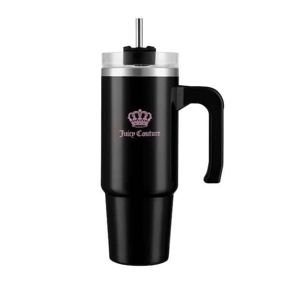Juicy Travel Style 31.5 oz. Jet Black Stainless Steel with Slide Lid and Straw Travel Mug