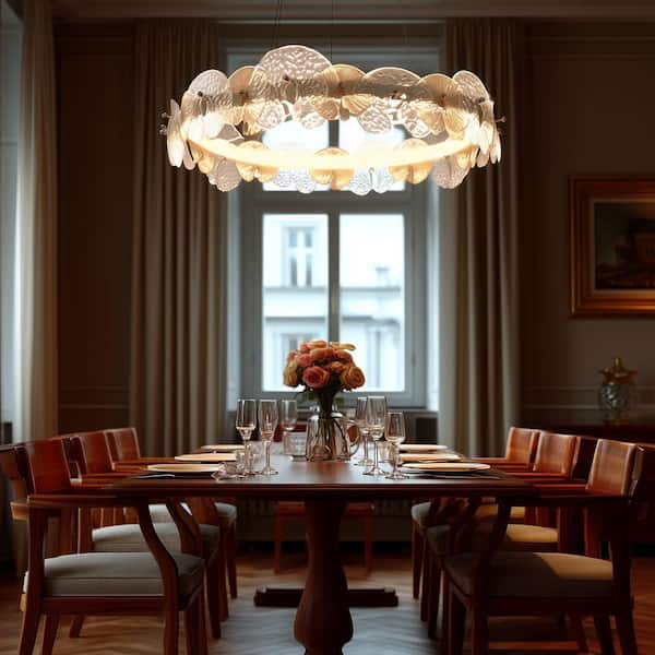 Conness 1 light Integrated LED Polished Gold Round Finish Chandelier for Entryway or Living Room