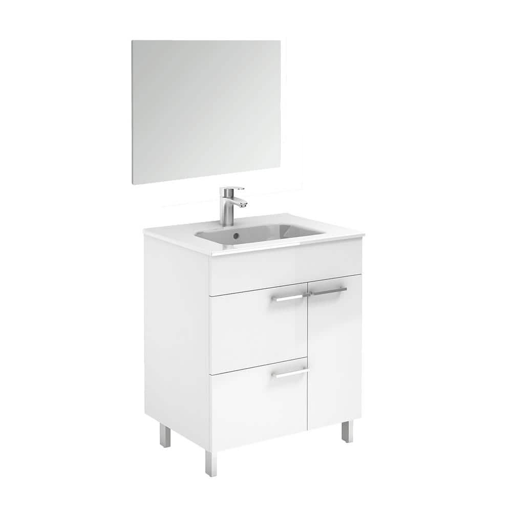 WS Bath Collections Elegance 31.5 in. W x 18.0 in. D x 33.0 in. H Bath Vanity in Gloss White with Ceramic Vanity Top in White with Mirror -  Elegance80P1 WG