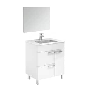 Elegance 31.5 in. W x 18.0 in. D x 33.0 in. H Bath Vanity in Gloss White with Ceramic Vanity Top in White with Mirror