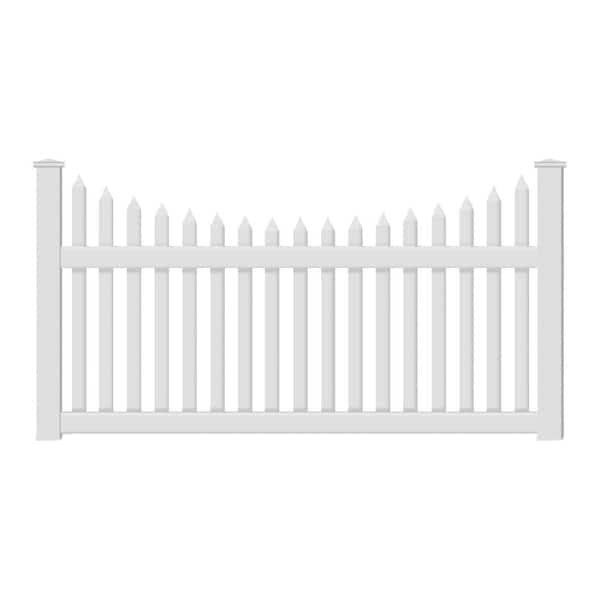 Weatherables Hampshire 4 ft. H x 212 ft. L Picket Dog Ear Scalloped White Vinyl Fence Project Pack