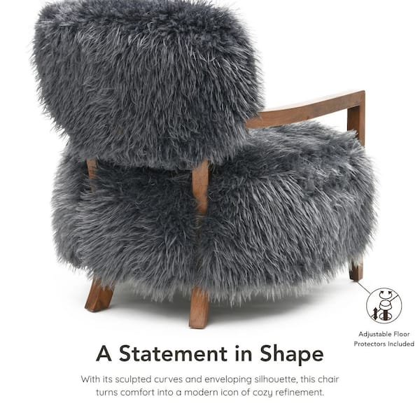 Furniture of America Ambi Modern Charcoal Gray Faux Fur Accent