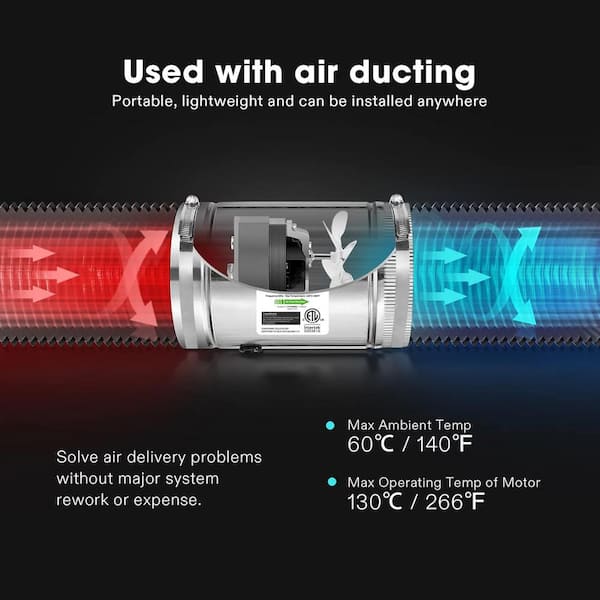Quiet 4" Inline Duct Fan With Speed Controller Ventilation Exhaust Fan For Heating Cooling - Fan - View #6