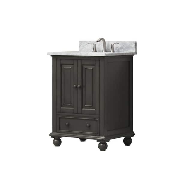 Thompson 24 in. Single Sink Charcoal Glaze Bath Vanity with Carrara White Marble Top
